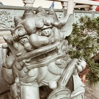 Mythological Stone Guardian Sculpture at a Temple