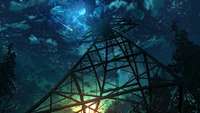 nacht, himmel, sterne, anime, landschaft