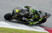 Yamaha Racer en acción en el Campeonato Mundial de Superbikes de la FIM