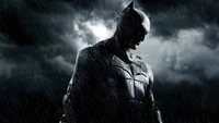 Batman émerge des ombres au milieu d'une tempête