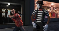 Trevor Philips affronte un mime dans Grand Theft Auto V