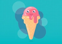 Cute Cartoon Ice Cream Cone with a Happy Face