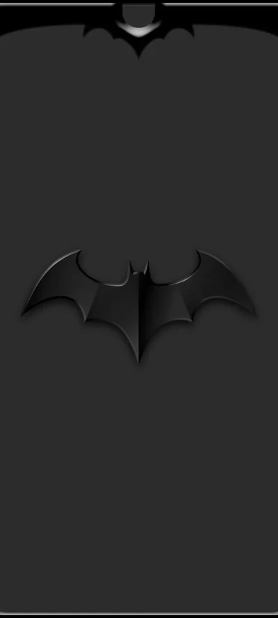 Logotipo estilizado do Batman com design de entalhe em fundo escuro