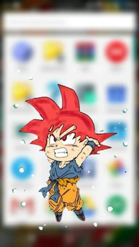 Mini Goku en action : Un anime abstrait vibrant