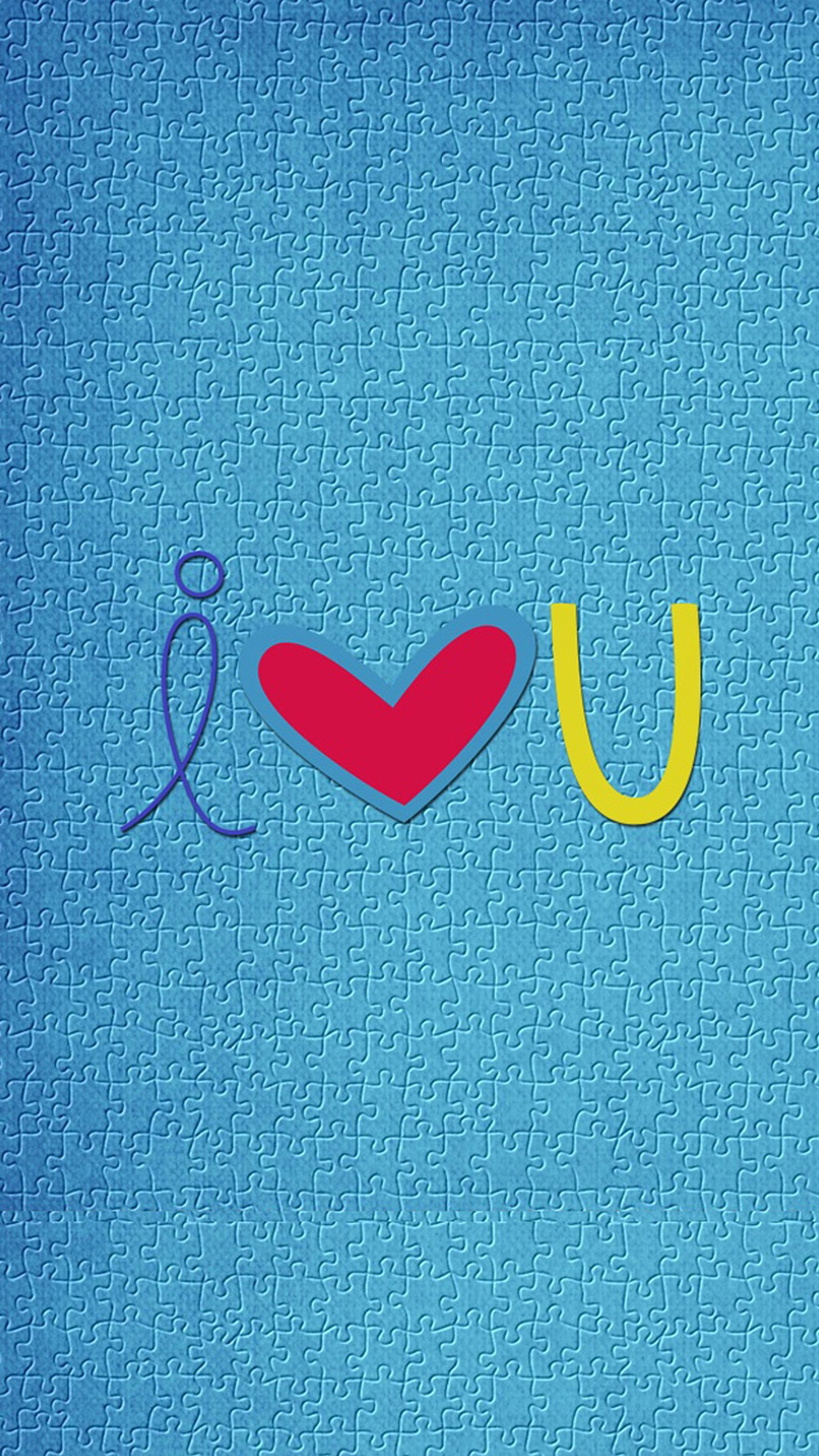 A close up of a blue background with a red heart and a yellow u (2014, cool, hd, hearts, life)