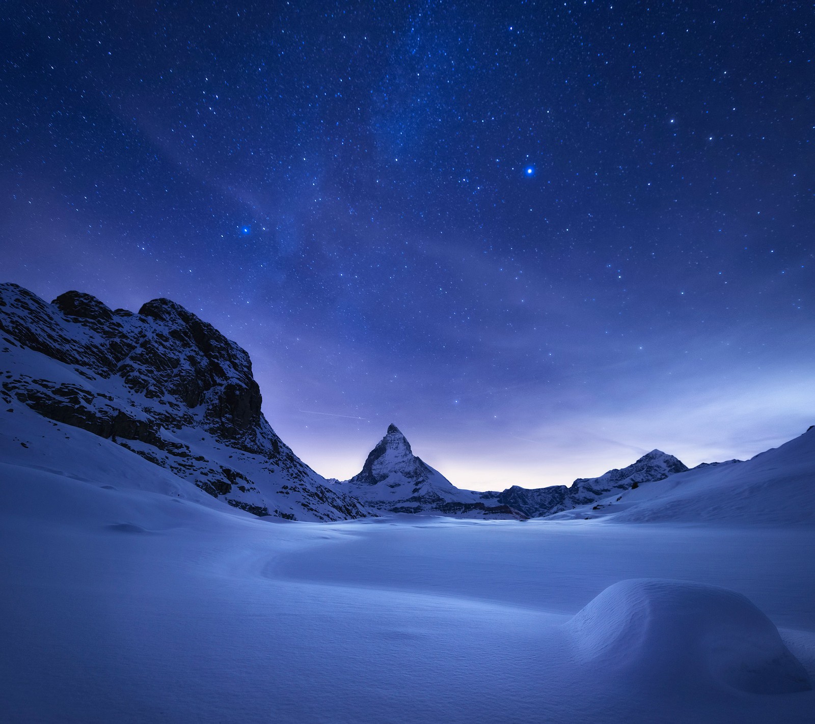 Téléchargez le fond d'écran nuit, ciel, neige, étoile, hiver