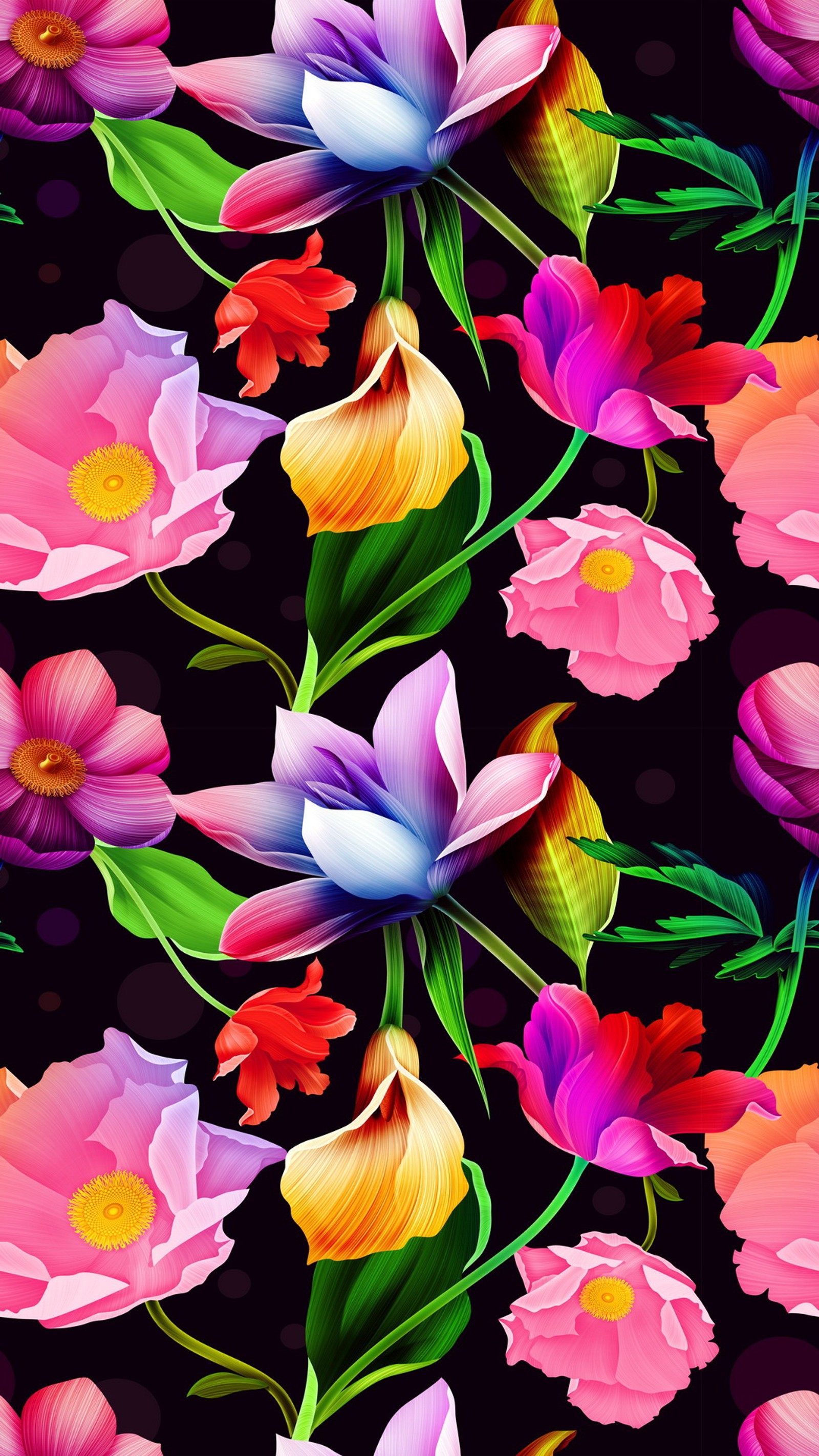 abstract, background, colorful, floral, flowers Download Wallpaper