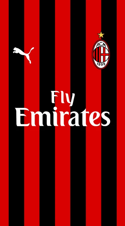 AC Milan 2018-2019 Home Jersey by Puma with Fly Emirates Sponsorship