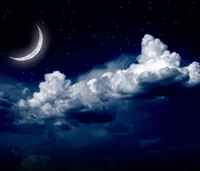 Starry Night with Moonlit Clouds