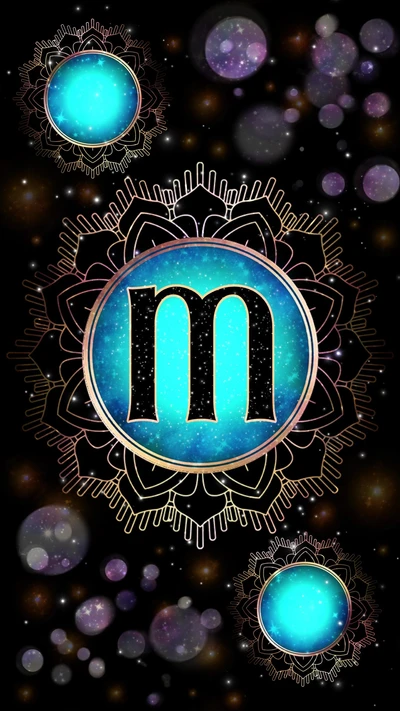 galaxy, glow, initial m, letter m, magic