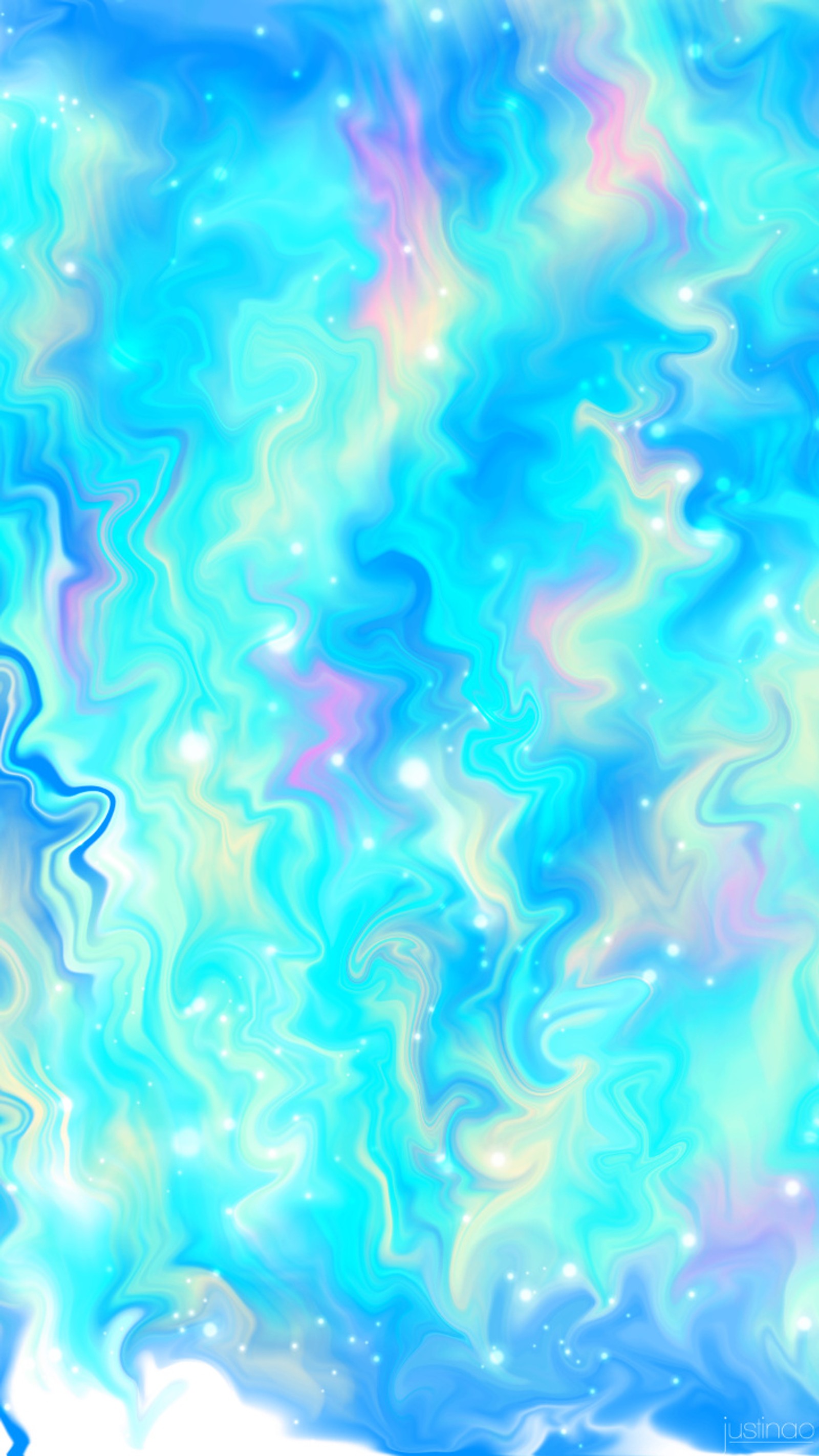 Abstract painting of a blue and green swirl with a white background (abstract, blue, green, pink)