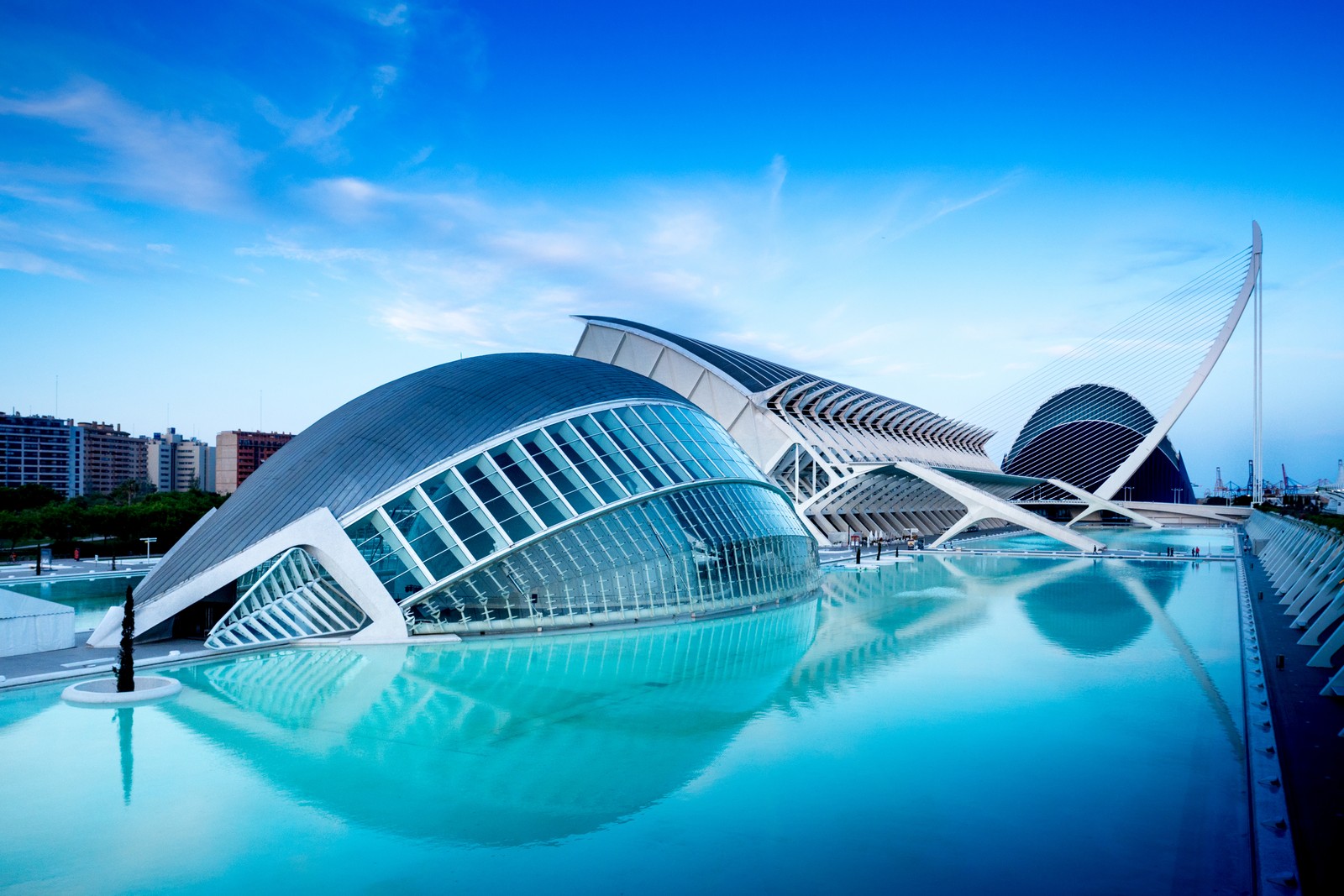 Téléchargez le fond d'écran cité des arts et des sciences, valence, valencia, espagne, piscine