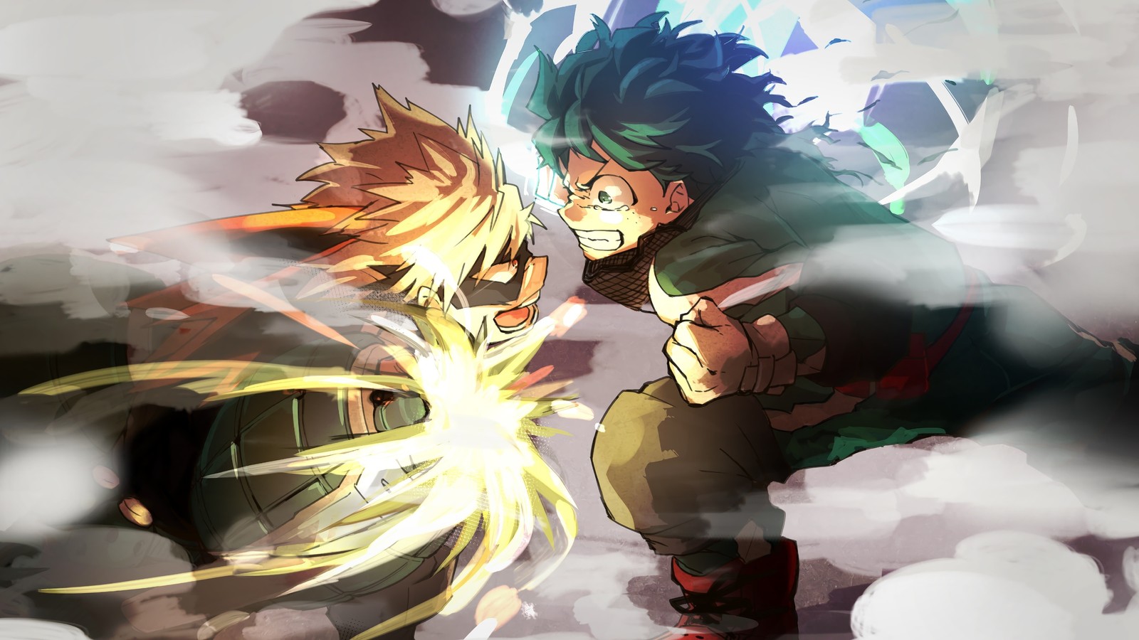 Скачать обои изуку мидория, izuku midoriya, deku, katsuki bakugo, кацчан