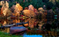 Reflexiones de otoño sobre un lago sereno