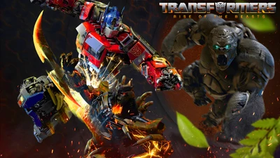 Transformers: El ascenso de las bestias - Enfrentamiento épico entre Optimus Prime y Optimus Primal