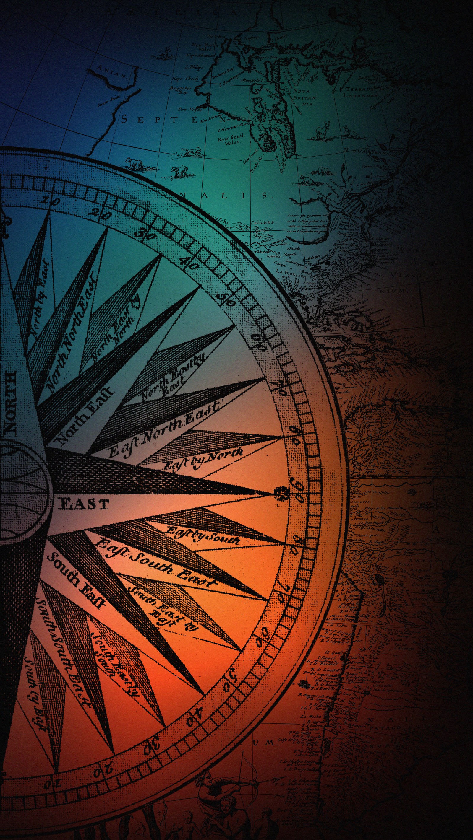 A close up of a compass on a map with a blue background (branch, electricity, art, circle, pattern)