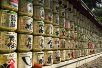 Traditional Sake Barrels Display: A Cultural Celebration of Alcohol