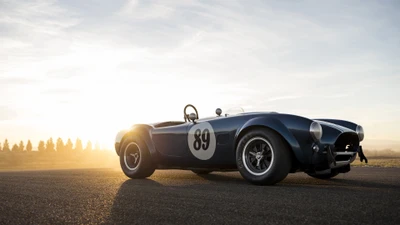 Concepto Ford Shelby Cobra: Roadster icónico contra un fondo de atardecer