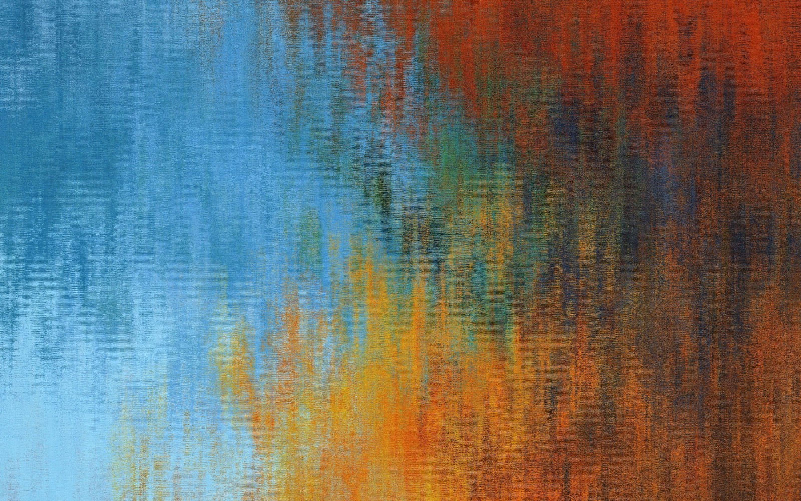 A painting of a blue and orange background with a sky (abstract art, painting, blue, yellow, modern art)