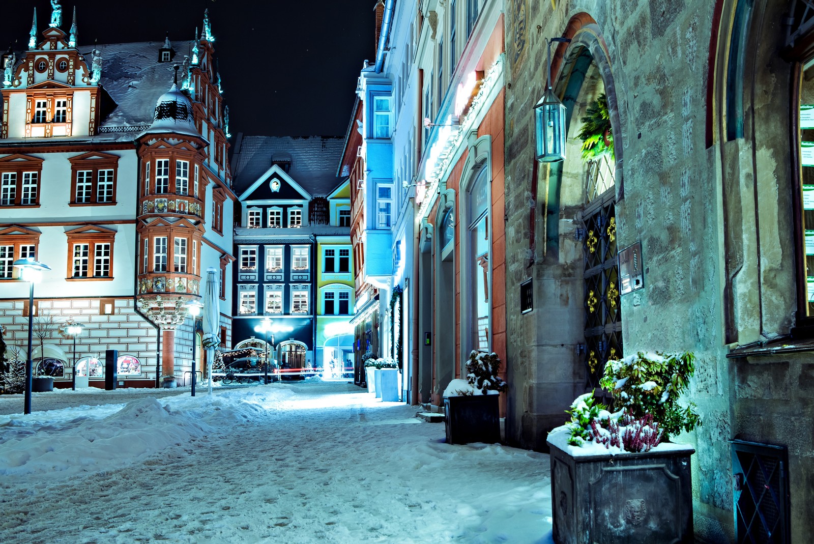 winter, town, street, alley, city wallpaper