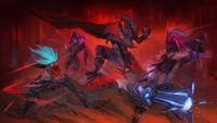 Dynamic Clash of Champions: Akali, Jinx, Pyke, and Irelia in Epic Battle