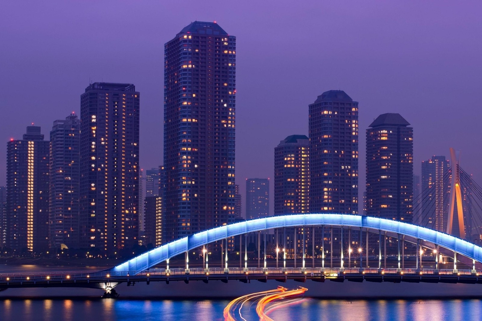 Descargar fondo de pantalla tokio, tokyo, puente, noche, paisaje urbano