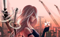 nier automata, nier, long hair, anime, girl wallpaper