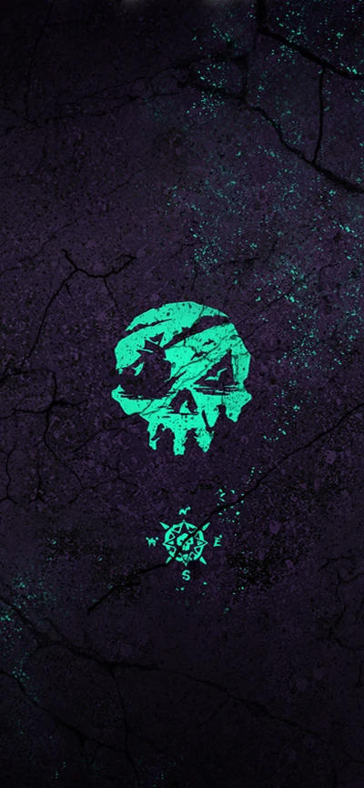 Glowing Pirate Skull on a Dark Sea Background