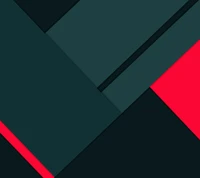 Geometric abstract composition with layered dark and vibrant red shapes.