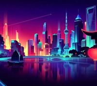 cityscapes, digital artwork, shangai, skyscrapers wallpaper