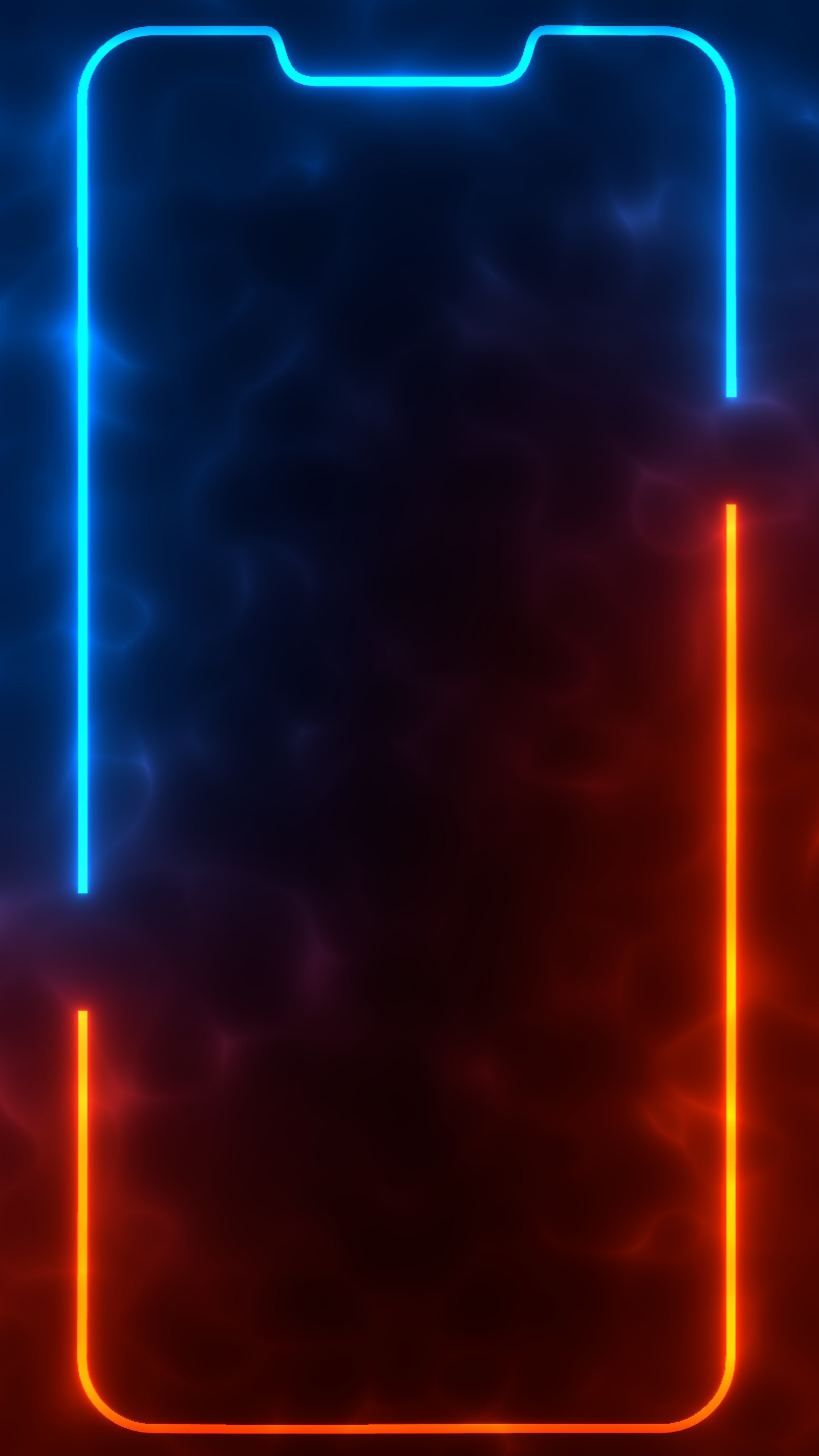 Neon frame with a glowing rectangle in the middle (amoled, border, dark, iphone, light)