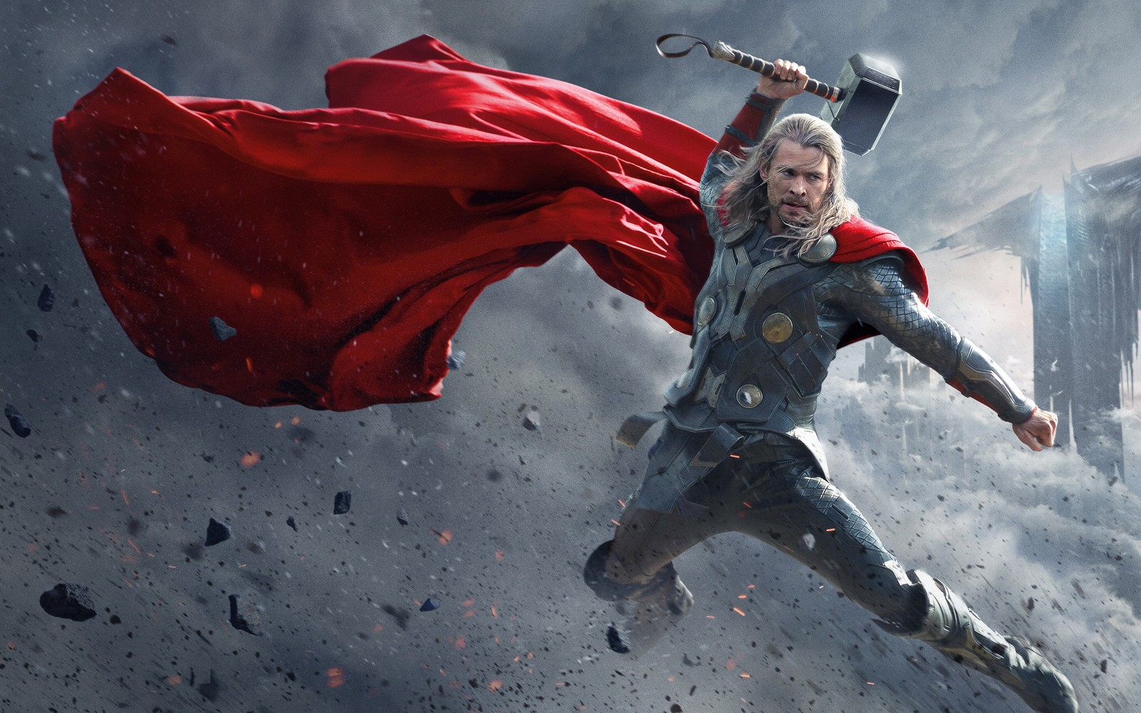 Thor thor is flying through the air with his cape open (hero, marvel, the avengers, thor)