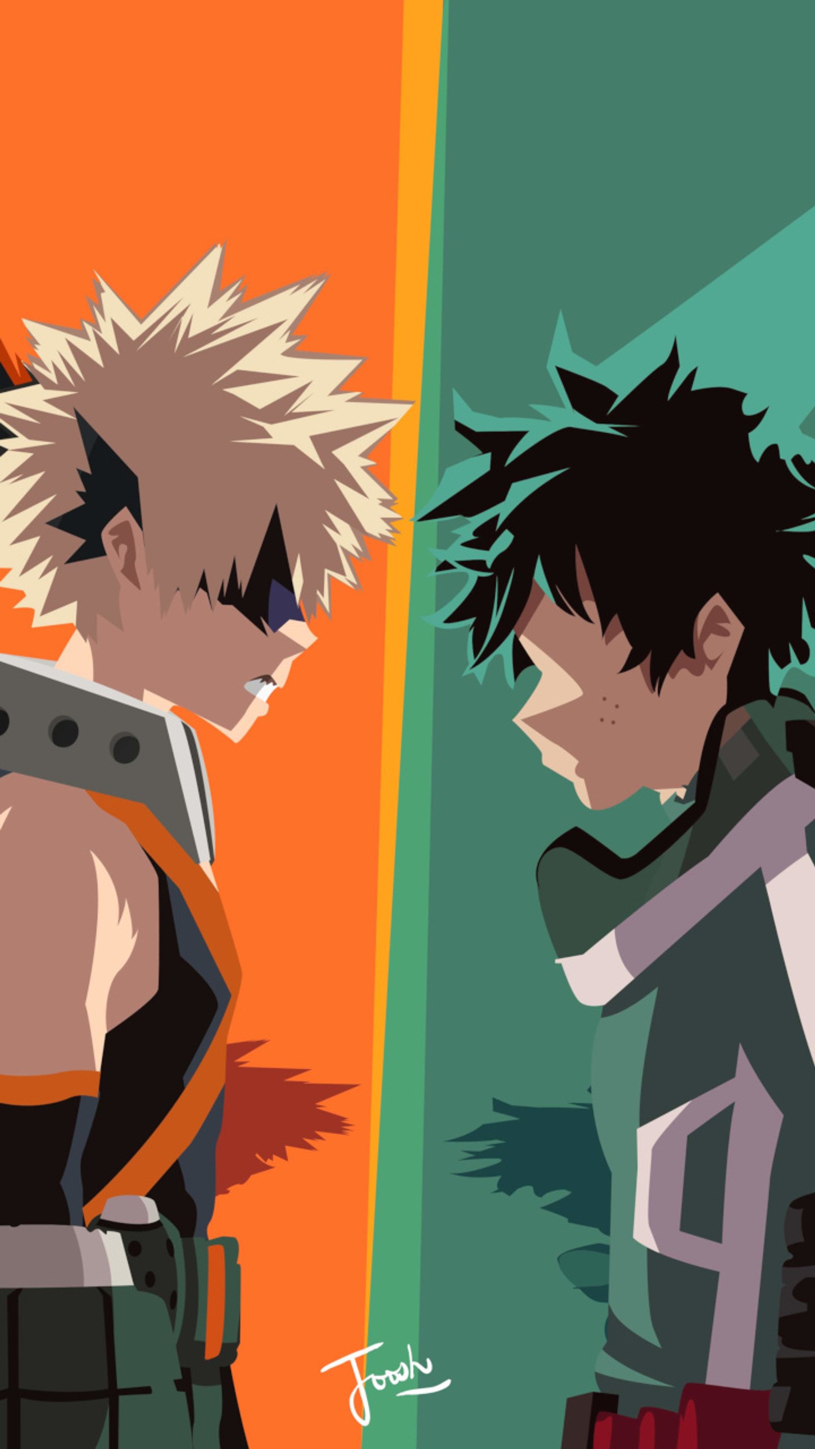 Anime characters in different colors and sizes standing next to each other (boku no hero, wallpaper)