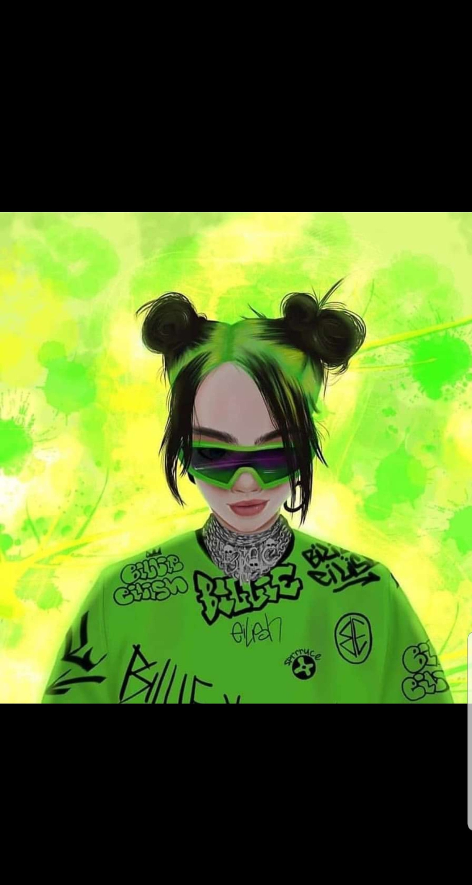 Un primer plano de una persona con una camisa verde y una corbata verde (arte, hermoso, billie eilish, genial)