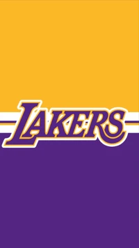 Logotipo de basquete dos Lakers em fundo roxo e dourado