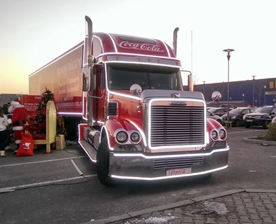 Camion Coca-Cola avec décorations festives