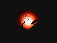 jaguar, cat, sun, silhouette, black background