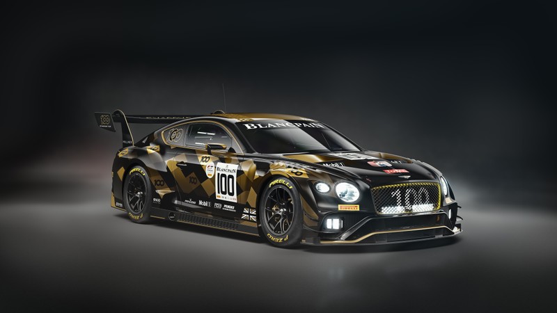 Bentley - гоночный автомобиль continental gt3 с камуфляжной раскраской (автоспорт, гонки на туристических автомобилях, бентли континенталь gt, bentley continental gt, король)