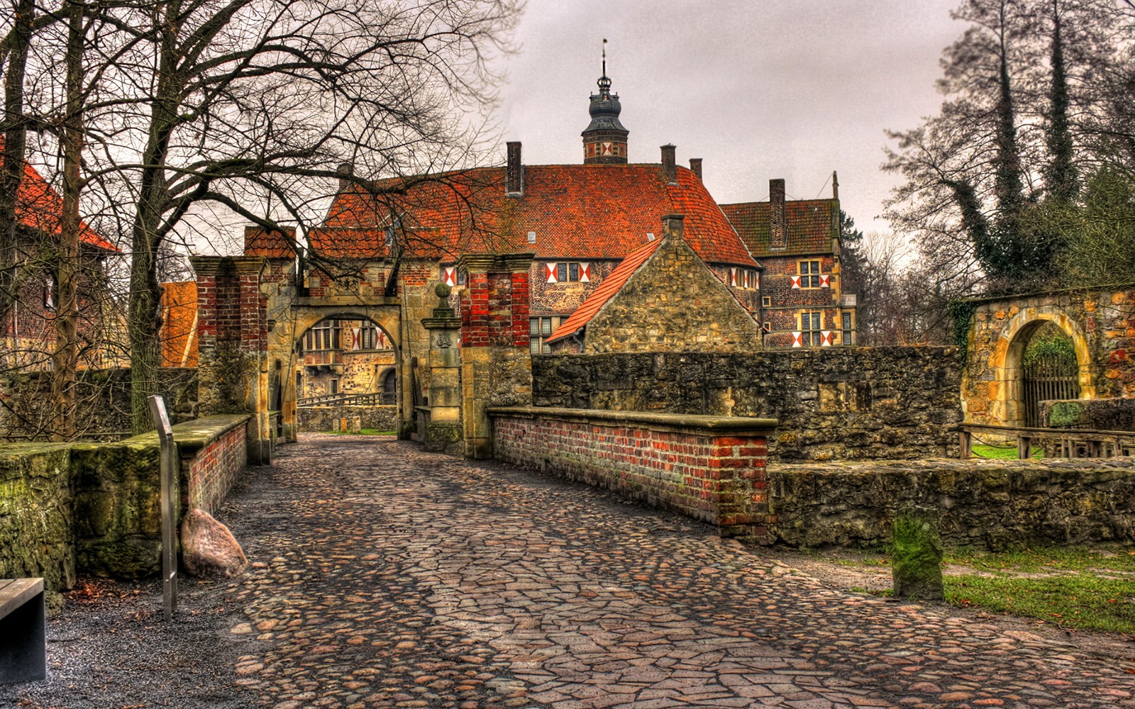 castle, building, town, tree, medieval architecture wallpaper