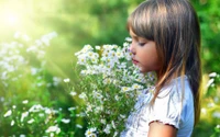 green, beauty, child, spring, wildflower wallpaper