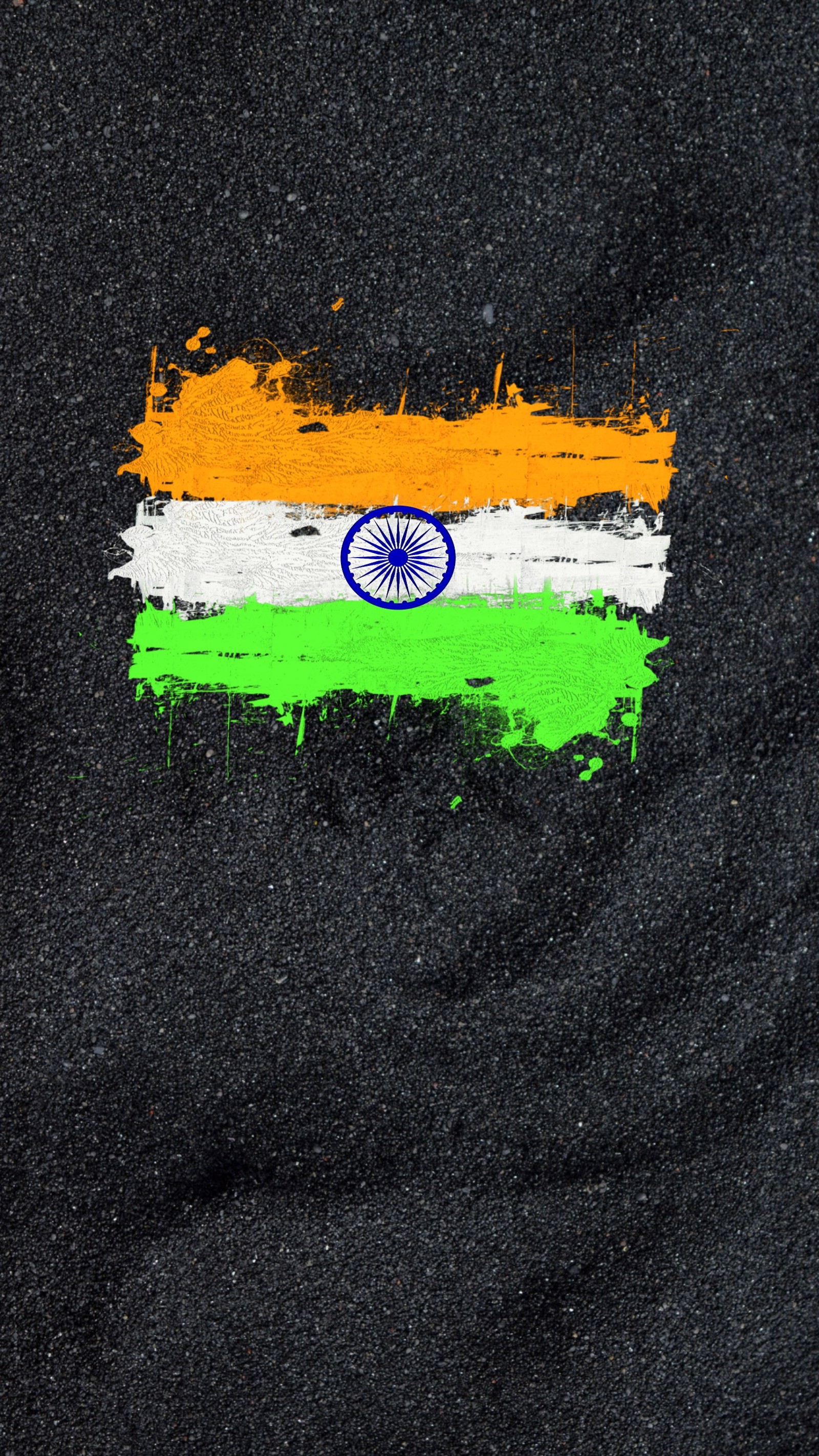 A close up of a flag painted on a black surface (abstract, color, flag, india, tricolor)