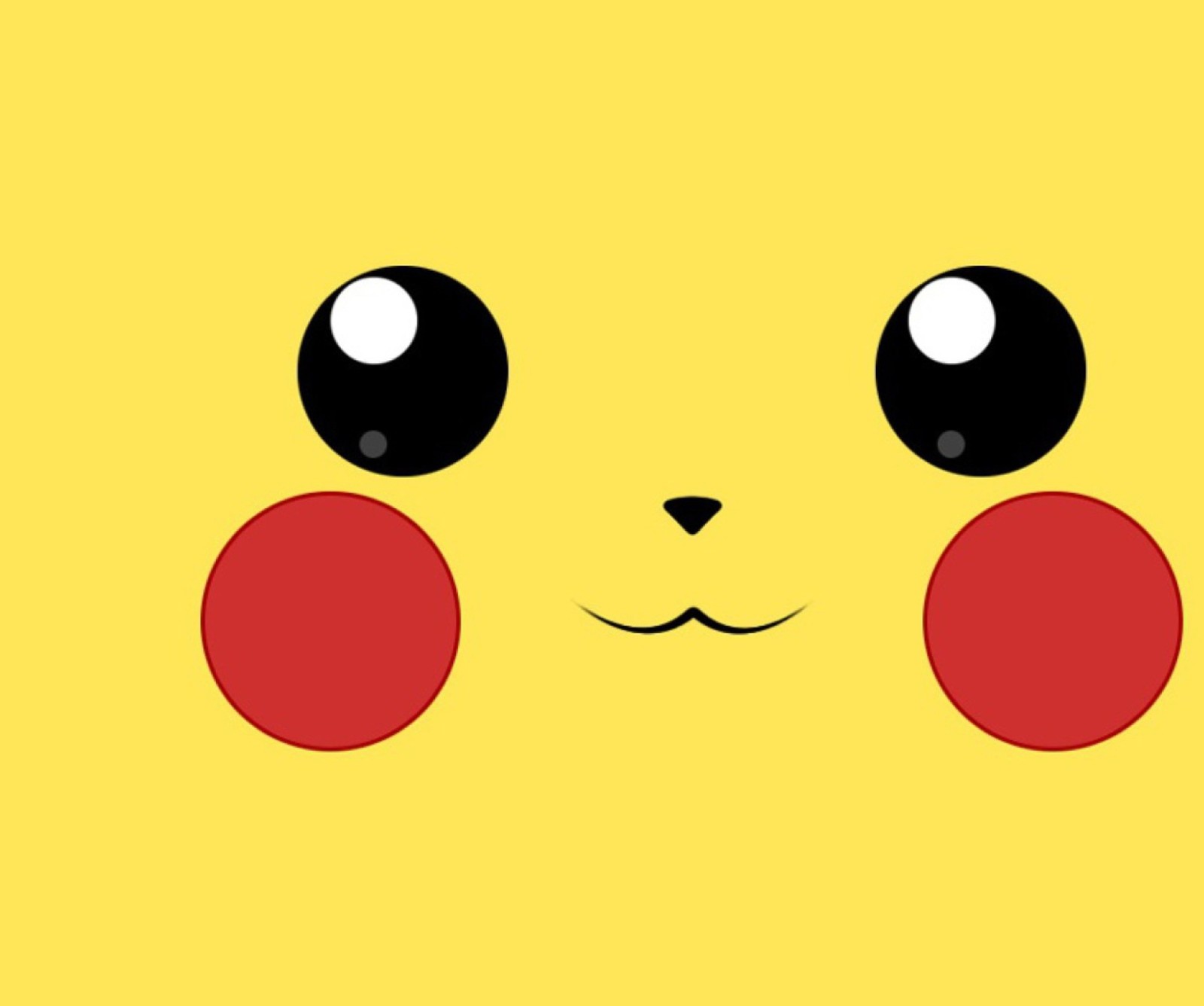 A close up of a yellow pokemon face with black eyes (cartoons, pikachu)