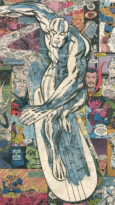 Silver Surfer vuela a través de los héroes cósmicos de Marvel