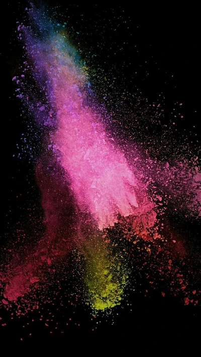 Colorful Explosion of Powder on Black Background