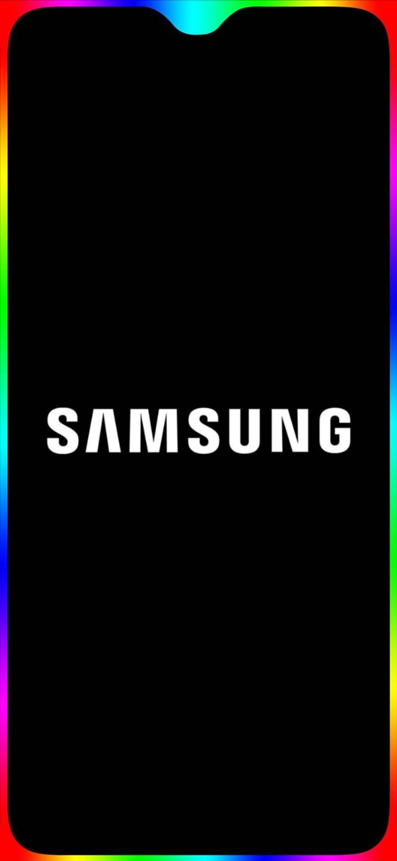 Крупный план черного логотипа samsung с радужной рамкой (android, чёрный, край, галактика, стиль)