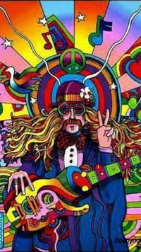 Vibrations hippies colorées des années 60 : paix, musique et amour