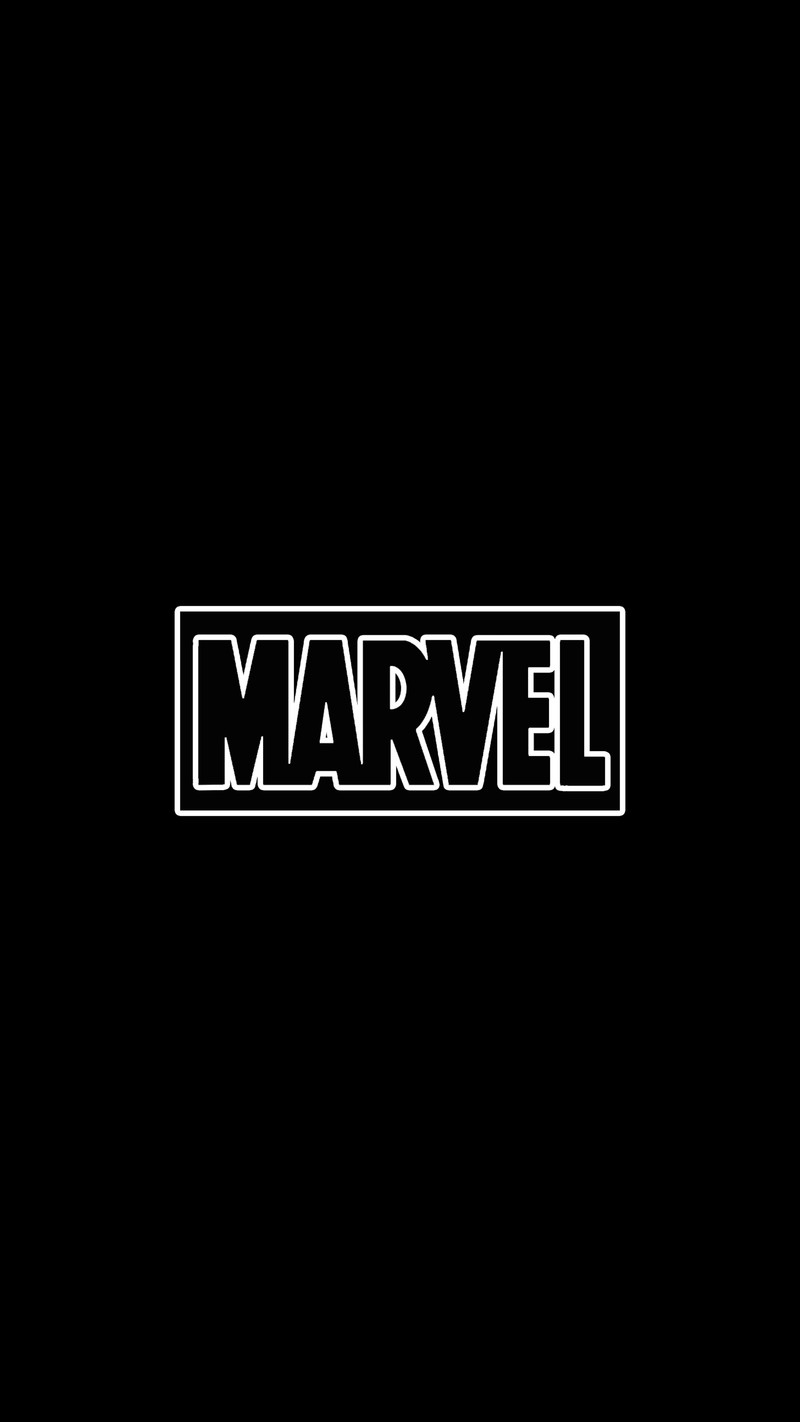 Черно-белый логотип со словом marvel на нем (amoled, чёрный, тёмный, marvel, обои)