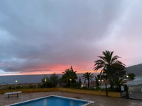 water, palm trees, real estate, swimming pool, cloud