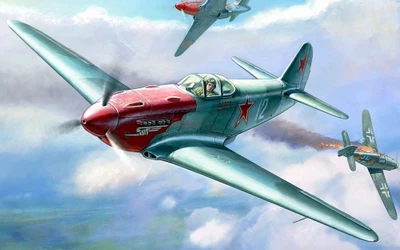 Avion de chasse Yak-3 en combat pendant la Seconde Guerre mondiale