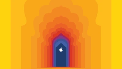 Apple Store Индия: Яркая эстетика с культовым логотипом на желтом фоне